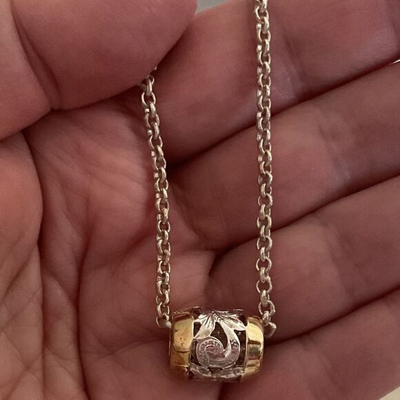 STERLING SILVER GOLD PLATED SILVER NECKLACE WITH CHAIN​ - Picture 11 of 11